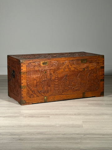 Antique Chinese Camphor Wood Campaign Chest C.1920