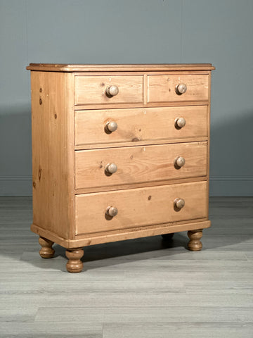 Large Victorian Pine Chest Of Drawers