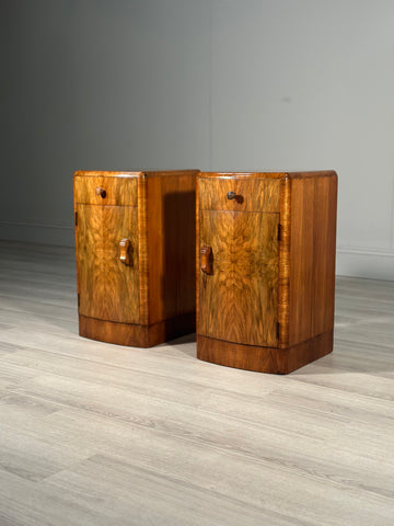 Burr Walnut Art Deco Bedside Cabinets