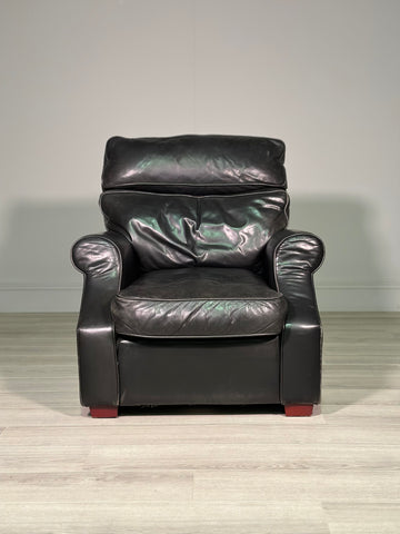 Black Leather Danish Armchair c.1980’s