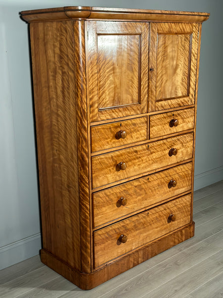 19th Century Satin Birch Housekeepers Cupboard