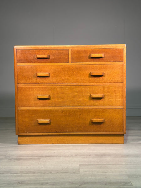 Light Oak Military Chest Of Drawers c.1960