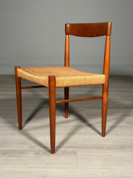 Set Of 6 H.W. Klein Teak And Paper Cord Dining Chairs By Bramin