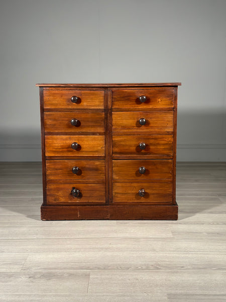 Antique Mahogany Bank Of Drawers