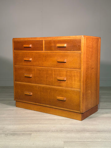 Light Oak Military Chest Of Drawers c.1960
