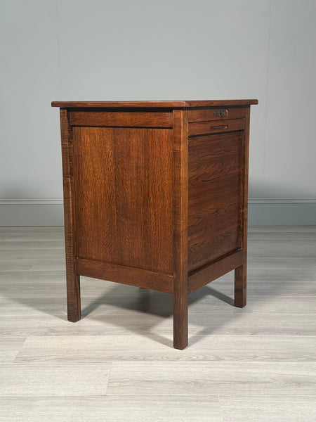 Vintage Oak Tambour Door Filing Cabinet c.1960