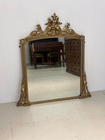 Large Antique English Gilt Overmantle Mirror c.1850
