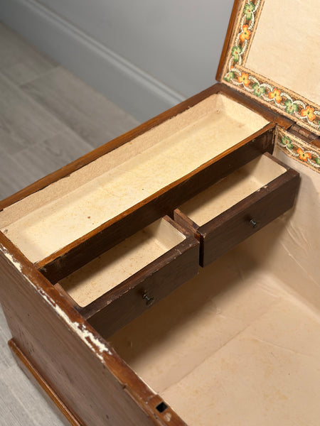 Antique Pine Blanket Box In Scumble Paint