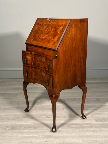 Small Antique Burr Walnut Writing Bureau c.1930