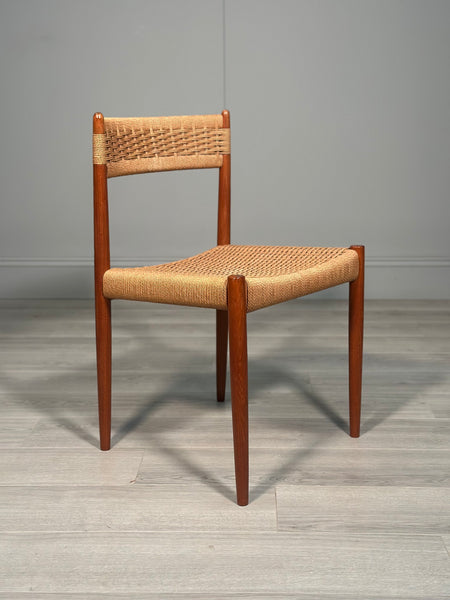 Set of 6 Danish Teak & Papercord Dining Chairs
