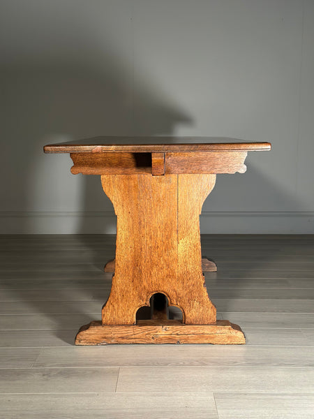 Light Oak Arts And Crafts Gothic Dining Table C.1890