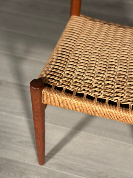Set Of 6 H.W. Klein Teak And Paper Cord Dining Chairs By Bramin