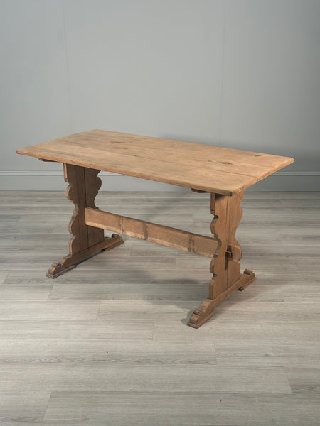 Antique Light Oak Farmhouse Dining Table