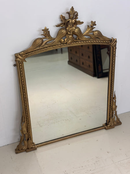 Large Antique English Gilt Overmantle Mirror c.1850
