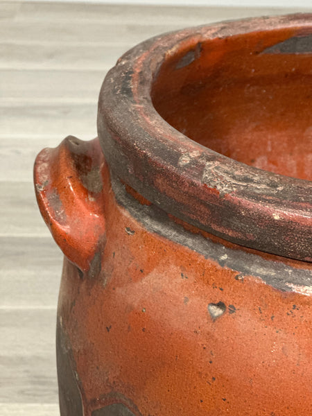 Large Antique Glazed Terracotta Pot