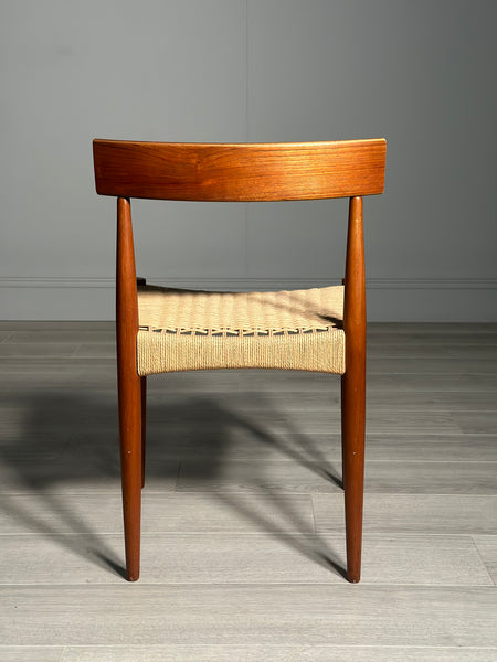 Set of 6 Danish Teak And Paper Cord Dining Chairs Designed By Arne Hovmand Olsen For Mogens Kold