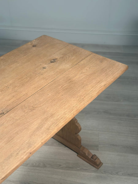 Antique Light Oak Farmhouse Dining Table