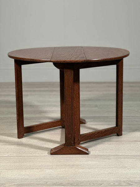 Small Antique Cotswold Oak Drop Leaf Occasional Table