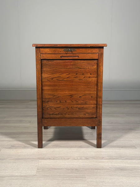 Vintage Oak Tambour Door Filing Cabinet c.1960