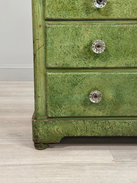 19th Century Pine Chest Of Drawer’s In Green Scumble Paint
