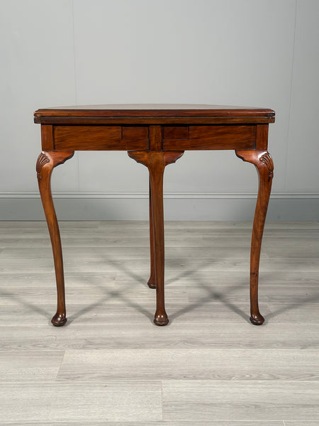 Antique Burr Walnut Demi Lune Games Table