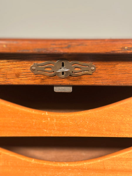 Vintage Oak Tambour Door Filing Cabinet c.1960