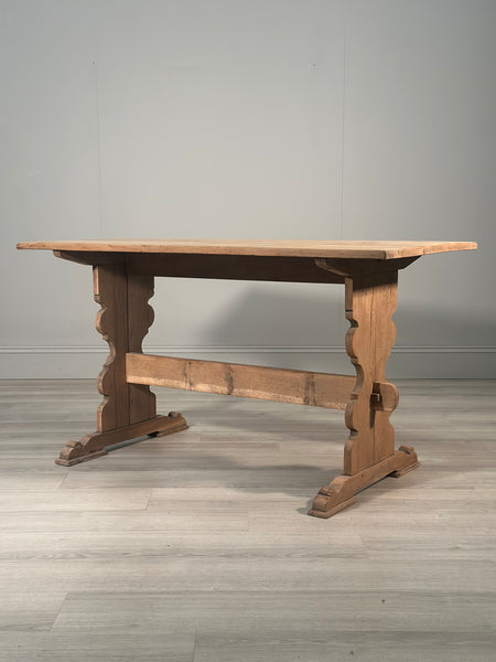 Antique Light Oak Farmhouse Dining Table