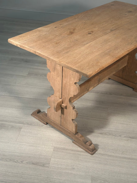 Antique Light Oak Farmhouse Dining Table