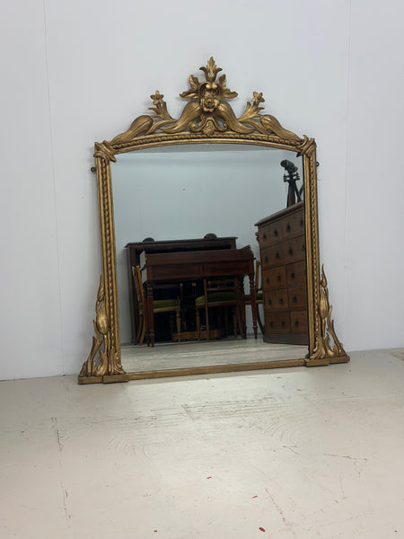 Large Antique English Gilt Overmantle Mirror c.1850