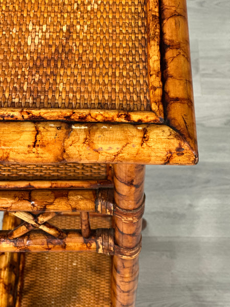 Antique Tiger Bamboo Side Table