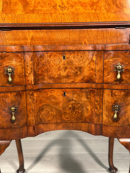 Small Antique Burr Walnut Writing Bureau c.1930