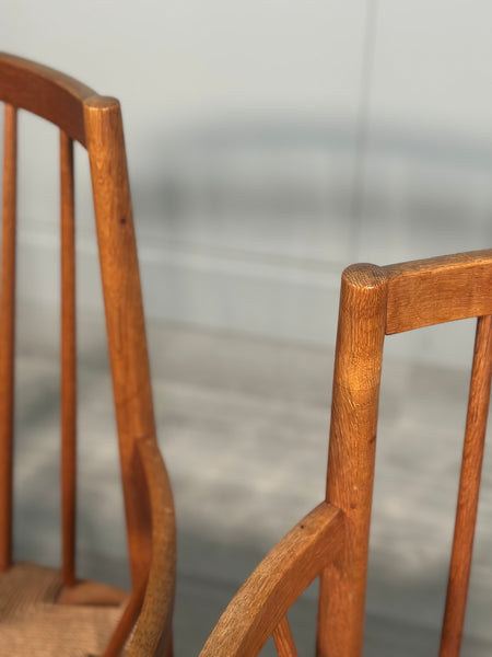 His And Hers Oak & Papercord J82 Armchairs By Jørgen Bækmark For Fdb Møbler 1960s