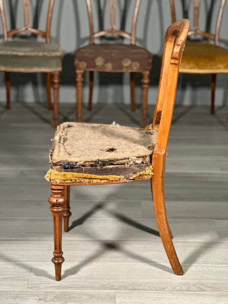Set Of 4 19th Century Birds Eye Maple Aesthetic Movement Dining Chairs C.1870