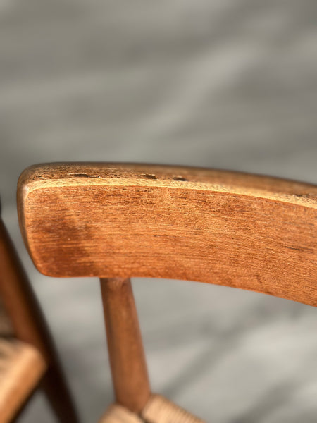 Set of 6 Danish Teak And Paper Cord Dining Chairs Designed By Arne Hovmand Olsen For Mogens Kold