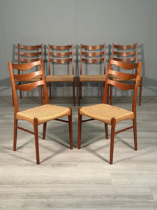 A Set Of 6 Danish Teak Paper cord Dining Chairs By Arne Wahl Iversen