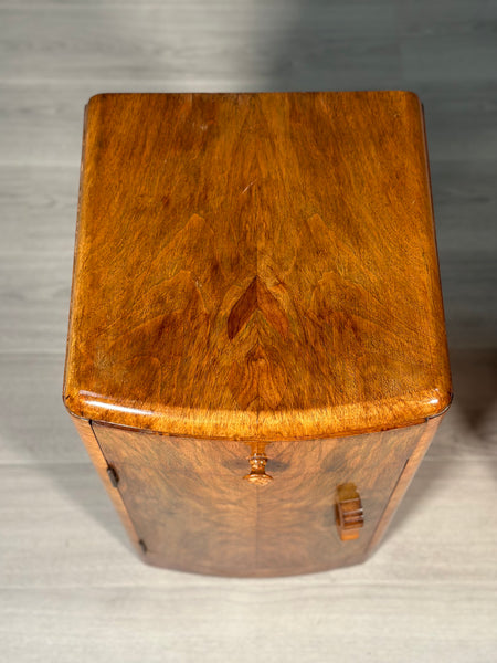 Burr Walnut Art Deco Bedside Cabinets