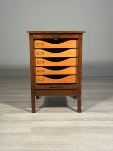 Vintage Oak Tambour Door Filing Cabinet c.1960