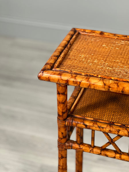 Antique Tiger Bamboo Side Table