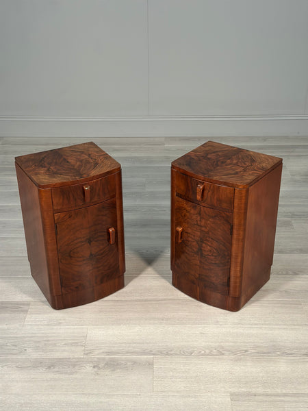 Art Deco Walnut Bedside Cabinets c.1930