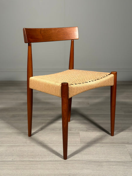 Set of 6 Danish Teak And Paper Cord Dining Chairs Designed By Arne Hovmand Olsen For Mogens Kold