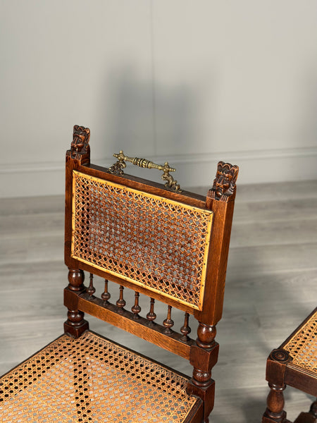 A Pair Of 19th Century Oak Rattan Side Chairs