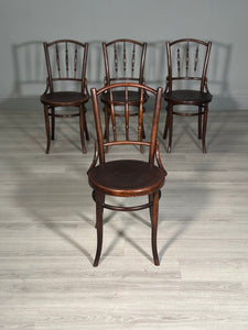 Four Bentwood Bistro Chairs by Fischel c.1910