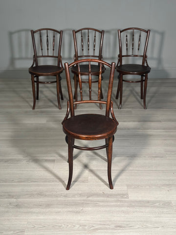 Four Bentwood Bistro Chairs by Fischel c.1910