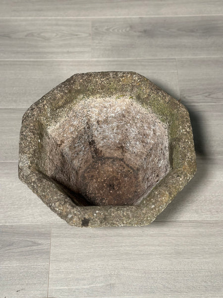 Pair Of Vintage Weathered Composite Stone Planters