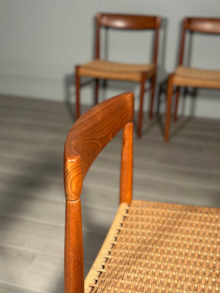 Set Of 6 H.W. Klein Teak And Paper Cord Dining Chairs By Bramin