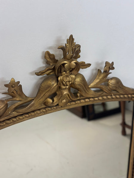 Large Antique English Gilt Overmantle Mirror c.1850