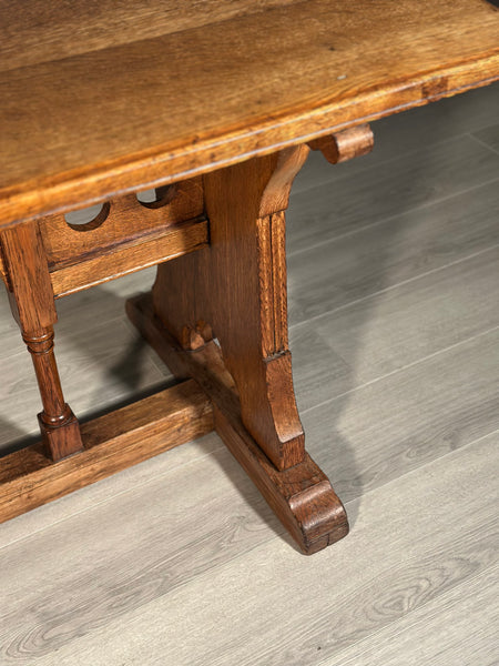 Light Oak Arts And Crafts Gothic Dining Table C.1890