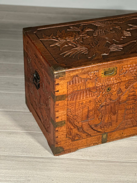 Antique Chinese Camphor Wood Campaign Chest C.1920
