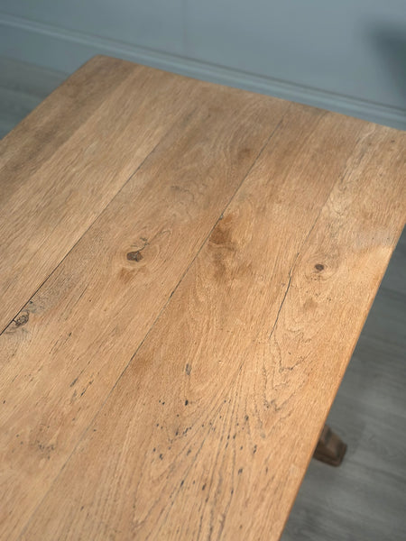 Antique Light Oak Farmhouse Dining Table