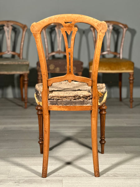 Set Of 4 19th Century Birds Eye Maple Aesthetic Movement Dining Chairs C.1870